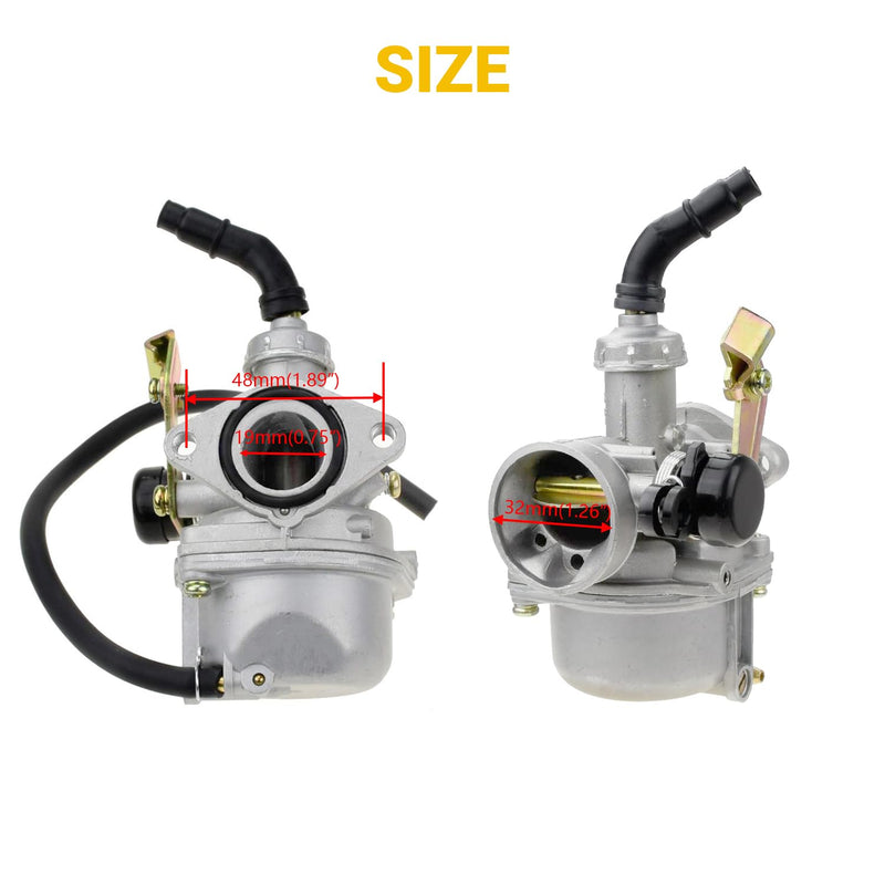 HIAORS PZ19 19mm Carburetor Carb with Cable Choke Compatible with Taotao Coolster 110cc 125cc Apollo Sunl NST Coolsport Lifan Baja ATV Quad 4 Wheeler CRF50 DB14 DB27 4-Stroke Pit Dirt Bike Parts