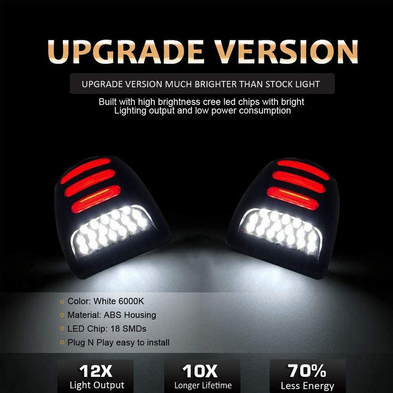 Bestview LED License Plate Light Tag Lamp Assembly - Tag Lights Led with Red OLED Neon Tube - Compatible with Chevy Silverado Suburban Tahoe GMC Sierra 1500 2500 3500 HD Escalade EXT, 2 Pieces Red&White LED