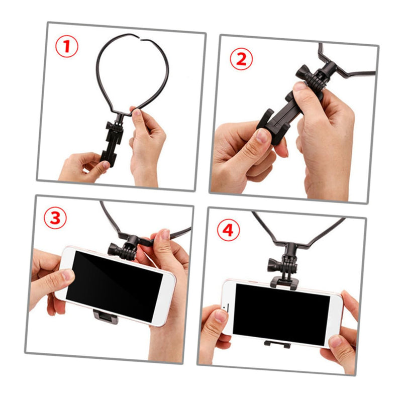 POV Collar Neck-Hanging Selfie Video Stabilizer Camera Mount Hands Free Neck Mount Neck Hanging Mobile Holder Plastic Neck Clamp Phone Neck Mount Abs Hanging Neck Accessories, 23X16CM, Black