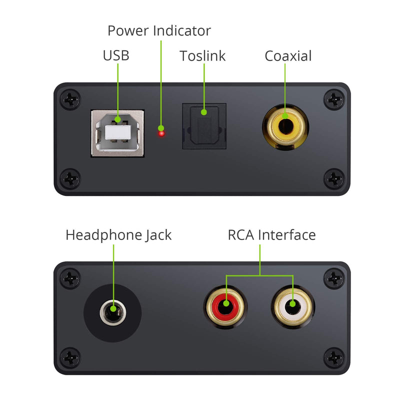 LiNKFOR USB to SPDIF Coaxial RCA and 3.5mm Headphone Jack Converter - Optical Audio Adapter - PCM for Windows, Mac, PS4, PS3 USB DAC
