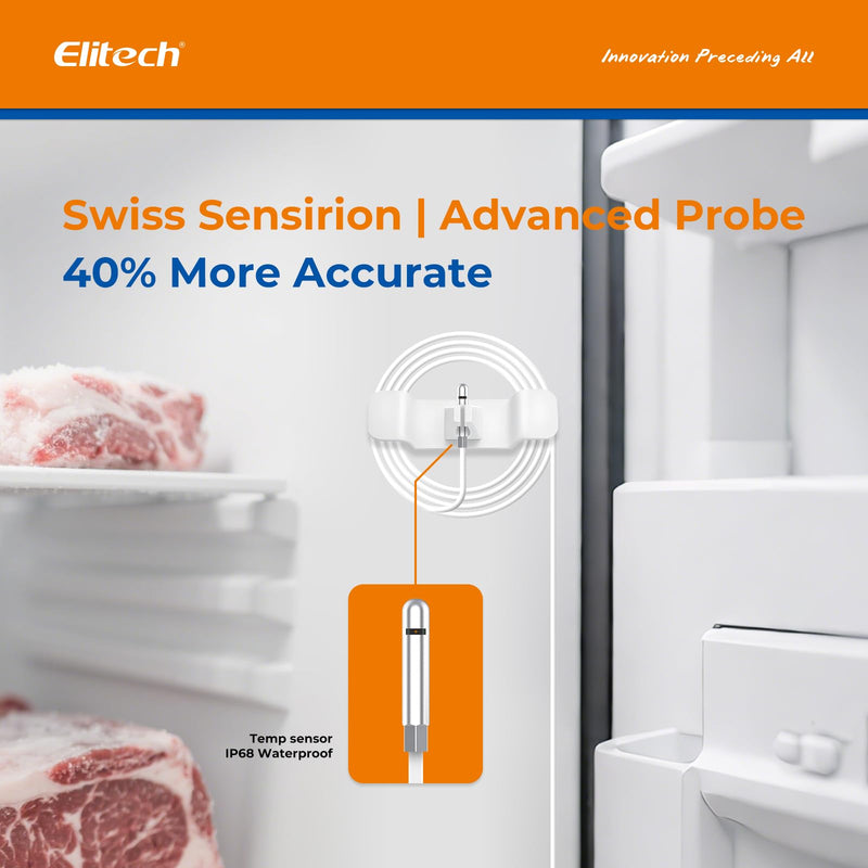 Elitech GSP-6 Bluetooth Data Logger Temperature Humidity for Refrigerator with Shadow Data 100000 Points Export PDF/CSV Report, Pharmacy Vaccine DDL Calibration Certificate, MAX MIN with Dual Probe GSP-6 Series GSP-6-TE/THE 100000Points 1