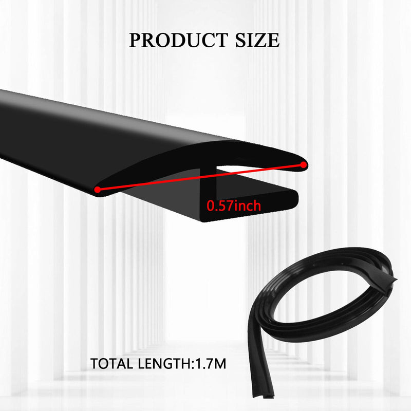1.7M/ 5.6Ft Windshield Cowl Rubber Seal Strip, H-Shape Black Molding Trim Strips for Most Cars Trucks SUVs