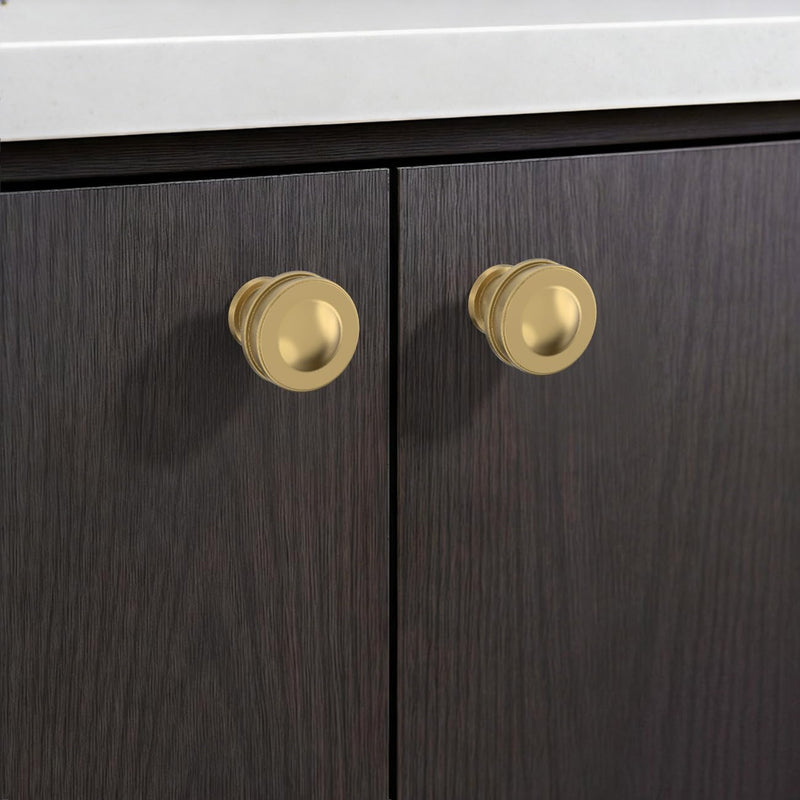 Amerdeco 10 Pack Champagne Bronze Cabinet Knobs 1.2 Inch(31mm) Single Hole Zinc Solid Kitchen Cabinet Handles Round Cabinet Drawer Pulls 1.2"/31MM Diameter