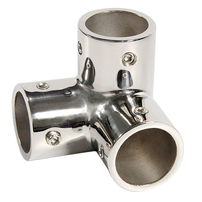NRC&XRC Marine Grade 316 Stainless Steel Mirror Polished Hand Rail Fitting-90 Degree 7/8inch 1 INCH 3 Way Corner Elbow,1 inch Pipe Hand Rail Tee one piece for 25mm(1") tube