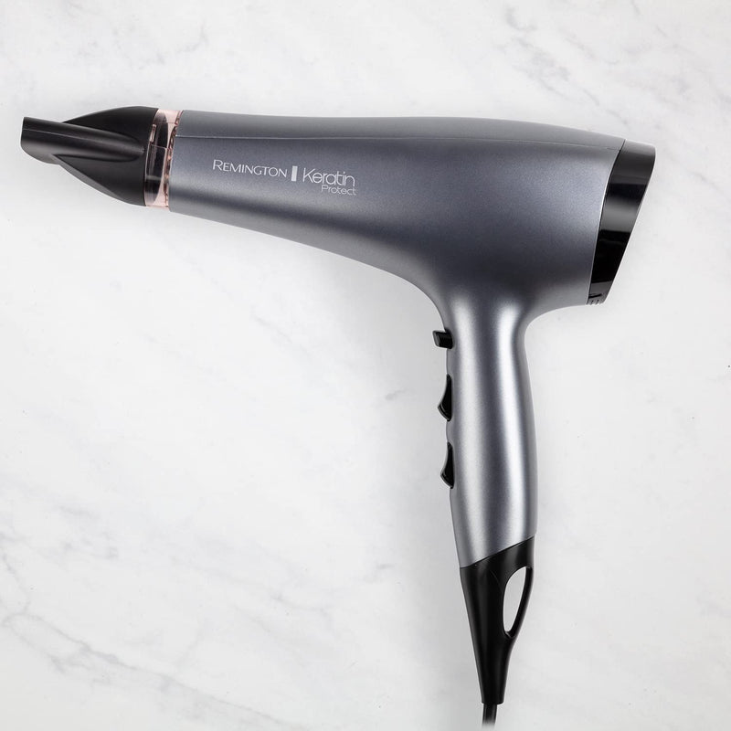 Remington Keratin Protect Hair Dryer (Infused with Keratin and Almond Oil for Smooth, Healthy Looking Hair, Powerful, Fast, Diffuser, 2 Concentrators - Super Slim & Fast-Drying, Ionic, 2200W) AC8008 | Infused with Keratin and Almond Oil for smooth, hea...