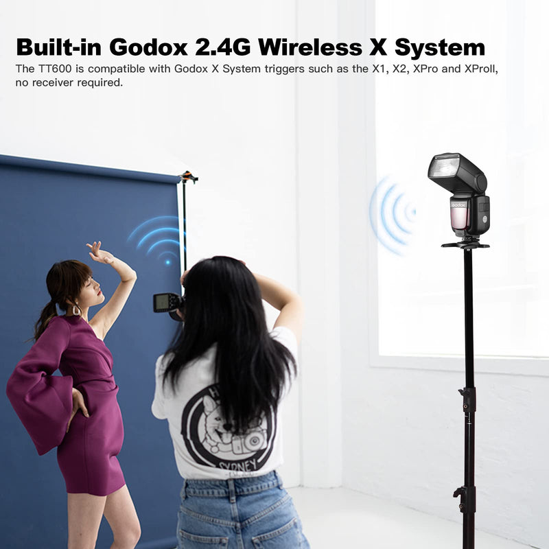 Godox TT600 GN60 2.4G 1/8000s Camera Flash Speedlite | 230 Full Power Flashes, 0.1-2.6s Recycle Time, Compatible for Canon, Nikon, Pentax, Olympus Cameras with Standard Hotshoe