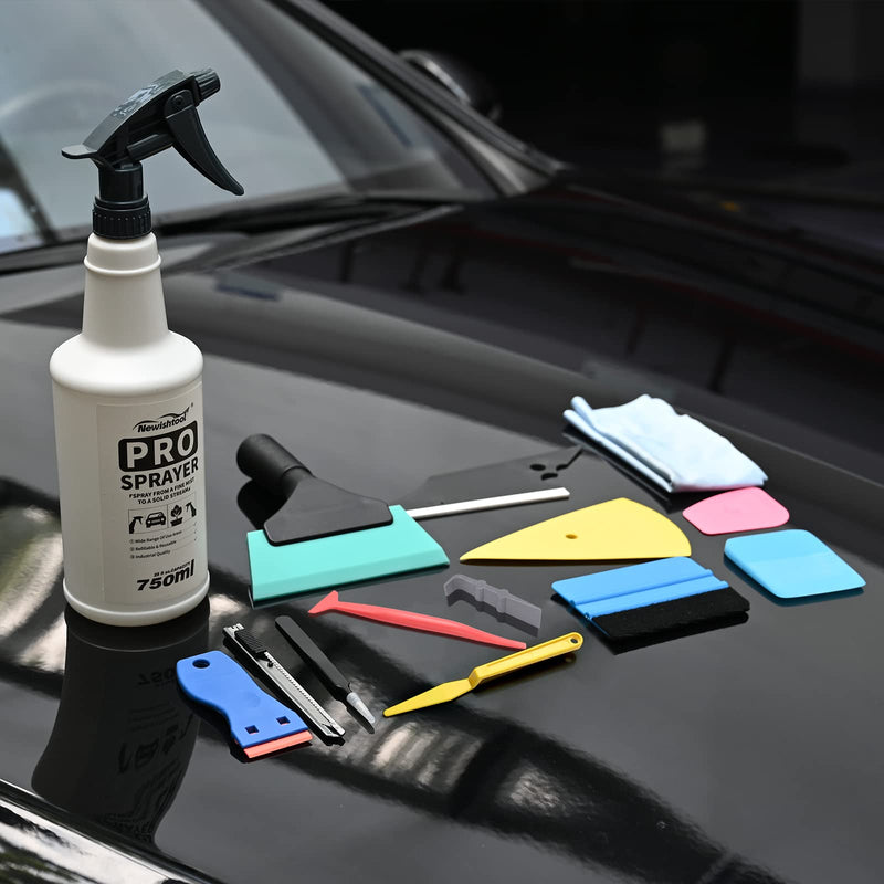 NEWISHTOOL Window Film Application Kit Car Tint Installation Tools with Spray Bottle PPF Squeegee Felt Scraper Knife for Vehicle Glass Protective Film Installing Tool Vinyl Wrap Kit Tools Tinting Kit