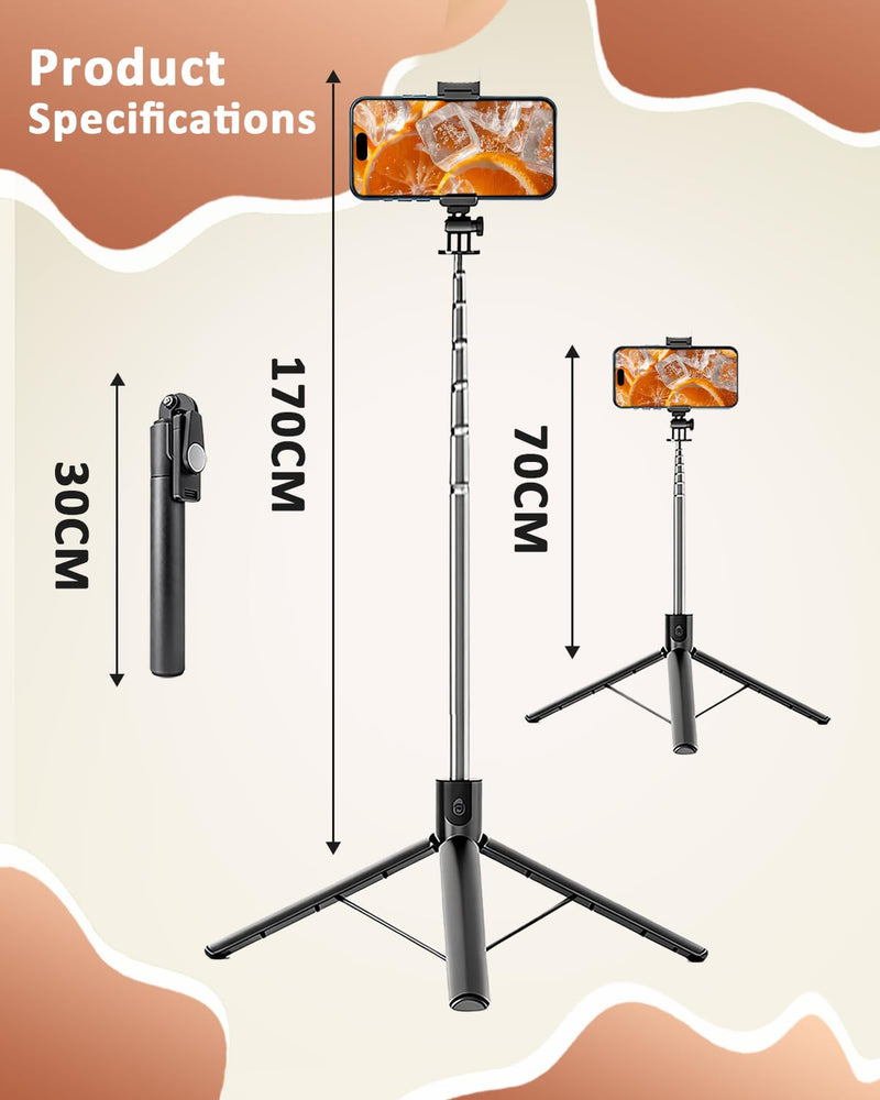 67" Phone Tripod Selfie Stick for iPhone and Android Phone, Cell Phone Tripod Stand with Wireless Remote Control