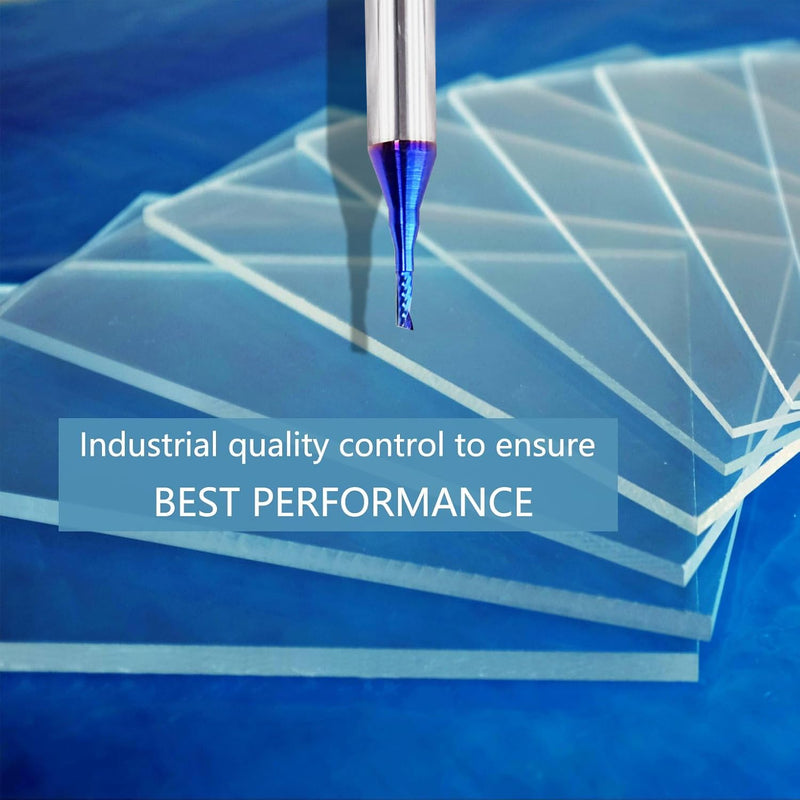 2PCS BRO03B Solid Carbide O Single Flute UpCut Plastic Cutting Spiral Bit CNC Router Bit End Mill NACO Coated with 1/16 inch Cutting Diameter 1/4 Inch Shank Nano Coated 1/16 inch Cutting Diameter 2