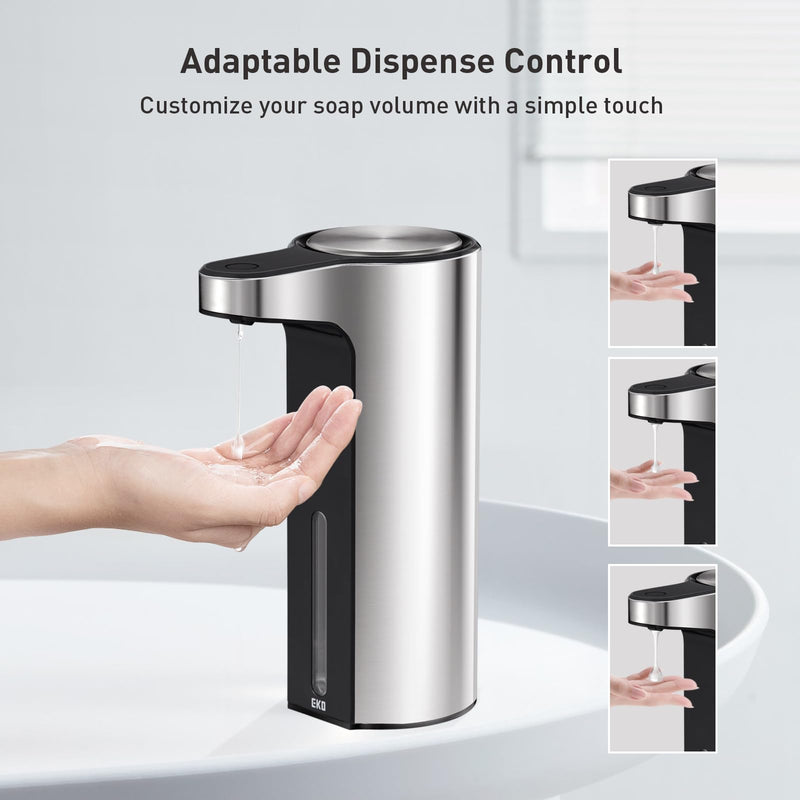EKO Aroma Touchless Automatic Soap Dispenser for Kitchen and Bathroom, Liquid Hand Soap Dispenser, Water-Resistant and Rechargeable, 9 fl oz (Stainless) Stainless Steel 9 oz (Standard Rechargeable)