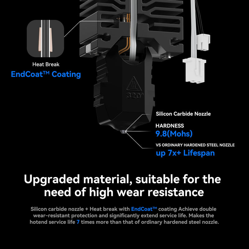 Phaetus Upgrade Conch Hotend/Conch Hotend Plus EndCoat Nozzle/Silicon Carbide Nozzle with Heating Block Thermistor for Bambu Lab X1,X1C 3D Printer 0.4MM (X1 Series) X1 Series