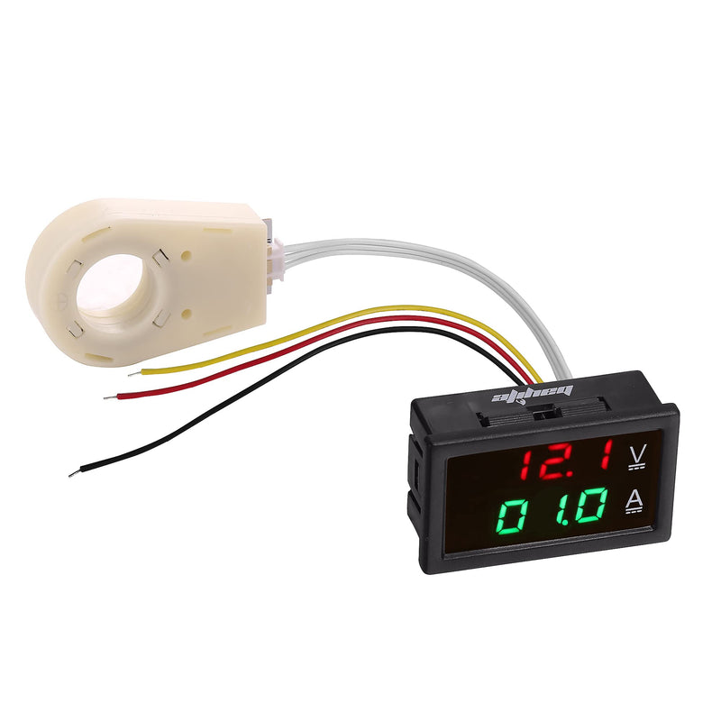bayite Volt Amp Meter, DC 5-100V 100A Waterproof Dual Display Current Voltage Meter, Digital Mini Ammeter Voltmeter Gauge with Hall Effect Sensor Current Transformer