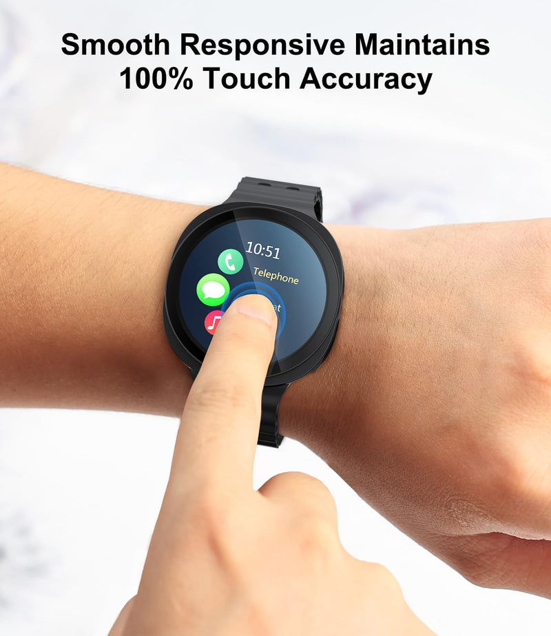 Case for Samsung Galaxy Watch 8 Watch 9 40mm Screen Protector Black | 2 Pack Hard PC Material Built-in HD Tempered Glass Screen Protector For Galaxy Watch 9/8 40mm