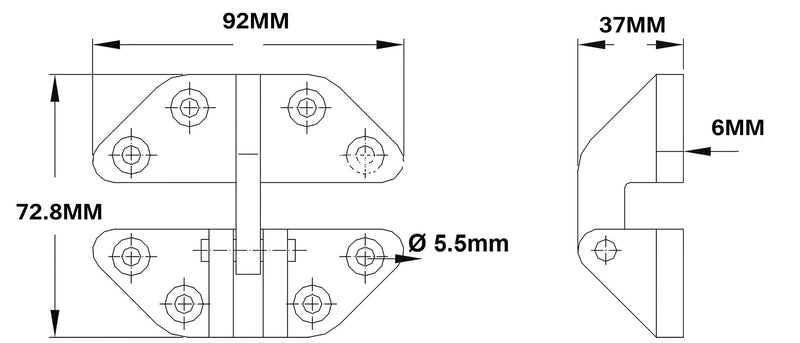 Long Reach Stainless Hatch Hinge, Heavy Duty Marine Grade Stainless Steel 316 Hinge with Removable Pin Ship RV Accessories Yacht Hardware Marine Hatch Hinge 1PC