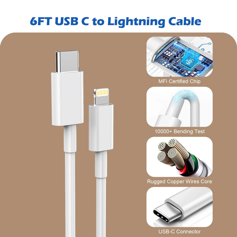 Car Charger for Apple Watch 38W iPhone Car Charger Fast Charging Adapter | Dual Port Charging Adapter(PD&QC3.0)with iWatch Cable,6FT USB C to Lightning Cord for iWatch Series 11/10/9,iPhone 14 13 12