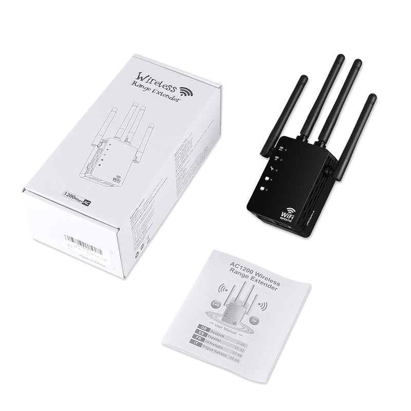 1.2Gbps WiFi Extender Signal Booster, Long Range AC1200 WiFi Booster Dual Band 5GHz /2.4GHz WiFi Repeater Support Onemesh, WPS Setup, 2 Ethernet Ports,Covers Up to 2800 Sq.ft and 45+ Devices