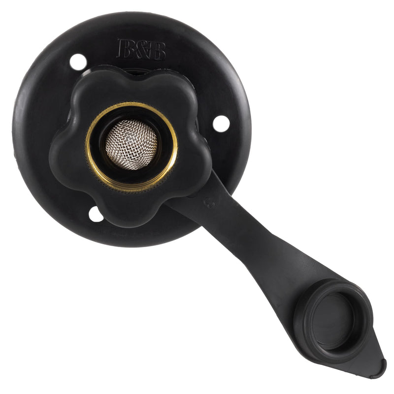 RecPro RV City Water Fill Inlet | Black | Optional Hose Elbow | Flange Brass with Check Valve | Camper | Trailer | Marine (No Hose Elbow) | Made in America No Hose Elbow