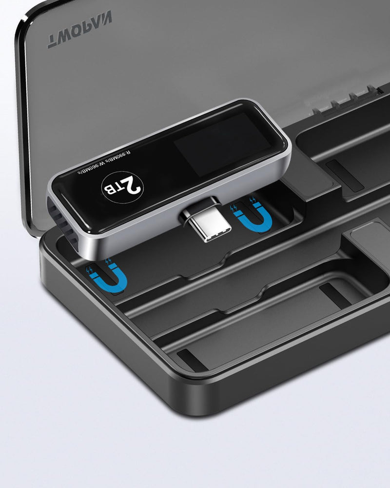 Portable iPhone SSD Travel Case Protective Storage Cover, Compatible Portable iPhone External SSD 1TB 2TB 512GB (Case for 4 SSD)
