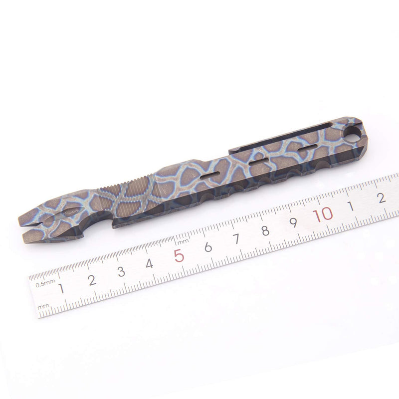 Titanium Pry Bar Crowbar Nail Puller Outdoor Survival With Pocket Clip Large Heavy Duty Lever EDC Multi-Function Tool by Hamans (Roasted blue) Roasted Blue
