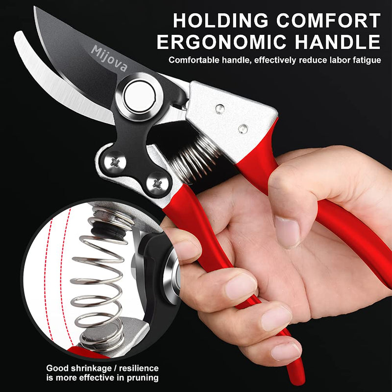 Garden Pruners, Heavy Duty Garden Clippers, Pruning Shears with Adjustable Thumb Lock, Hand Gardening Tools Pruners, High Carbon Steel Sharp Gardening Scissors (black) Black