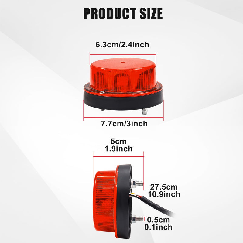 LED Strobe Warning Light, Flashing Strobe Beacon Light, 12V 24V Mini Round Rooftop Strobe Beacon Light Red