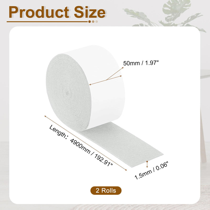uxcell Felt Strips with Adhesive Backing, 2 Rolls 2" x 193" x 0.06" Anti Scratch Furniture Felt Tapes Self-Stick Pads for Protecting Hardwood Floor, White 2"x193"x0.06"