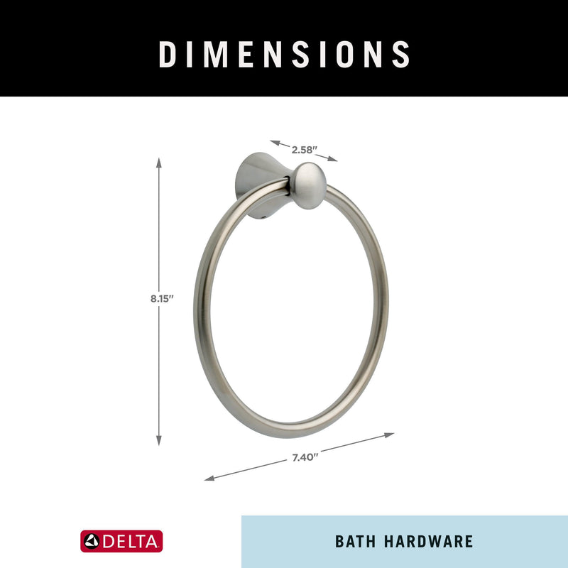 Delta Hand Towel Holder | Brilliance Stainless Steel Ring for Hanging Towels in Kitchen, Bathroom | Lahara Accessories Towel Ring (Pack of 1)
