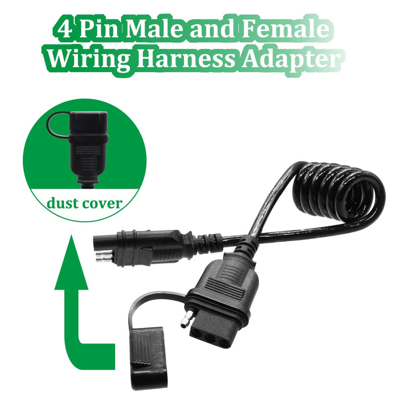 4 Way Flat Trailer Extension Coiled Cable, 4 Pin Trailer Wire Extension Harness Male and Female Stretchable Coiled with Dust Cover 36"/3 FT 18 Guage