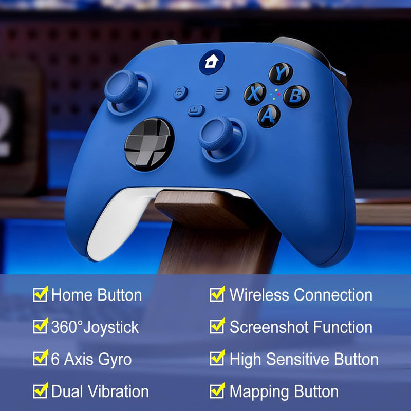 ADHLEK For Xbox Controller, Xbox One Controller- Blue | Easily Pair & Switch Between Devices,Compatible with Xbox Series X|S, Xbox One, Windows 10/11 PC