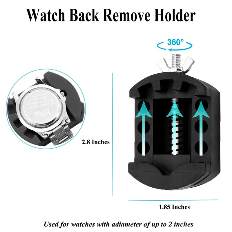 Watch Battery Replacement Tool Kit, 3 Point Large Wrench for Wristwatch Case Back Open, Back Removal Tool with 18 Bits, Watch Holder, Anti-Static Tweezers, Screwdrivers, Spring Bar Tool Silver