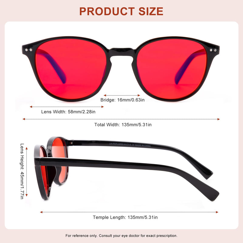 OKH Blue Light Blocking Glasses Amber and Red Lens for Women Men Computer Gaming Eye Strain Relief Sleep Aid Black/Red Lens