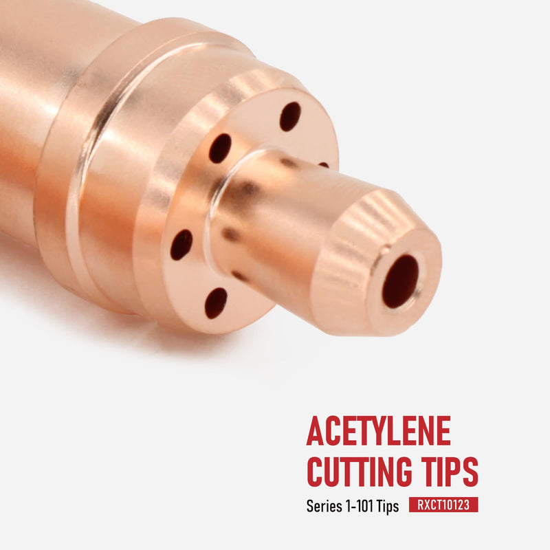 RX WELD 1-101 Series Acetylene Cutting Torch Tips, Size 0-3, Fit V-Style Heavy Duty Torch - Pack of 4