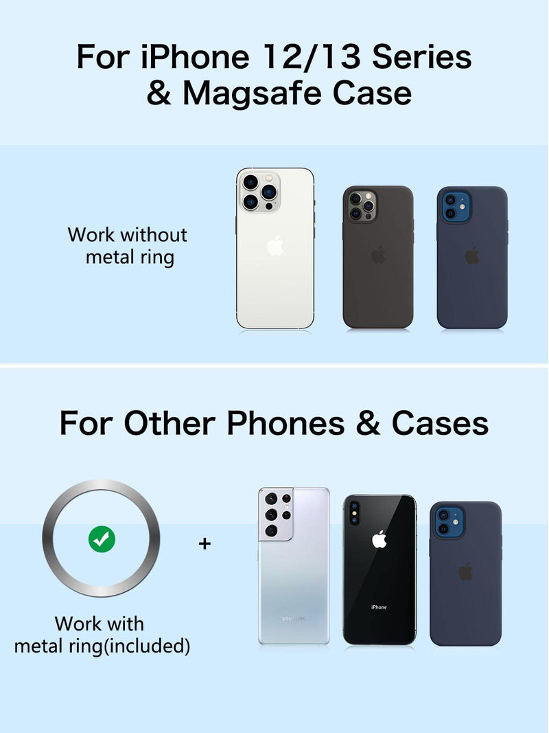 Car Phone Holder Mount 360° Rotation Universal Magnetic Phone Holder for Car All-Metal Vent Phone Mount with 12 Strong Magnets Work for iPhone 13 12 Pro etc Most Smartphones, iPad Gray