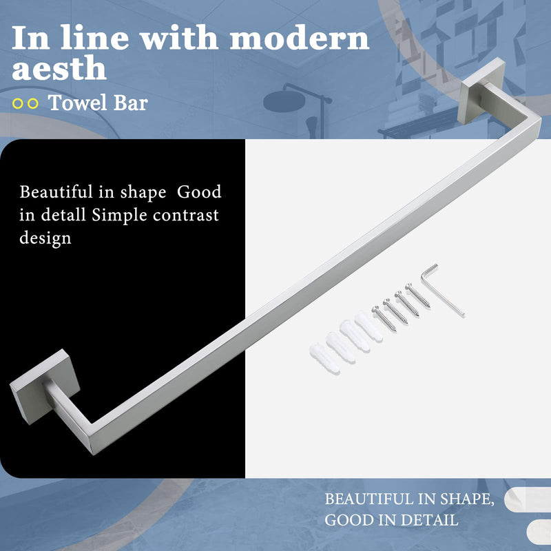 Single Towel Bar Brushed Nickle Bathroom Hardware Accessories Towel Holder for Bathroom,Wall Mount Stainless Steel 23.6 Inch