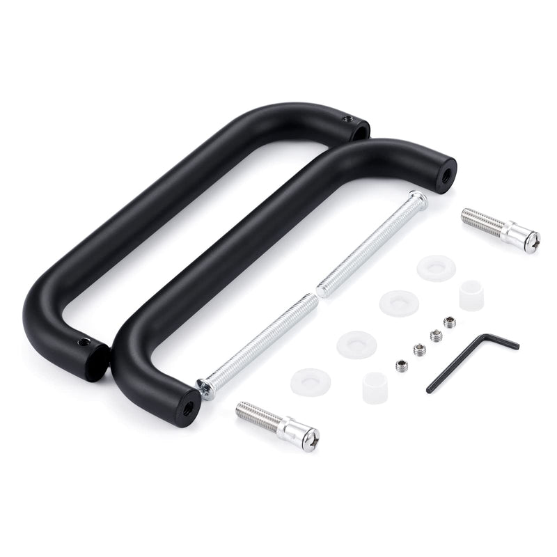 Ranbo Matte Black 8" （CTC） Tubular Back-to-Back Shower Door Handle，3/4" Diameter Pull Handles with Metal Washers, for 1/4"- 1/2" Thick Glass and 1-3/8" - 2-1/6" Thick Wooden or Metal Doors 8 Inch 8" Matte Black