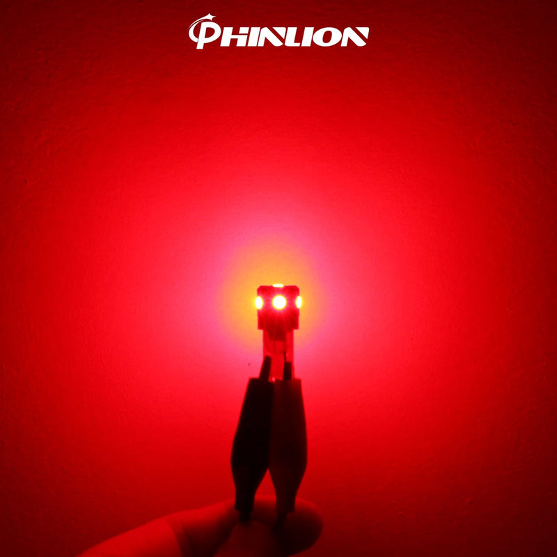 PHINLION 194 LED Light Bulb Red Super Bright 168 2825 W5W T10 Wedge 6-SMD 3030 Chipsets LED Replacement Bulbs for Car Dome Map Parking Door Courtesy Side Marker License Plate Lights