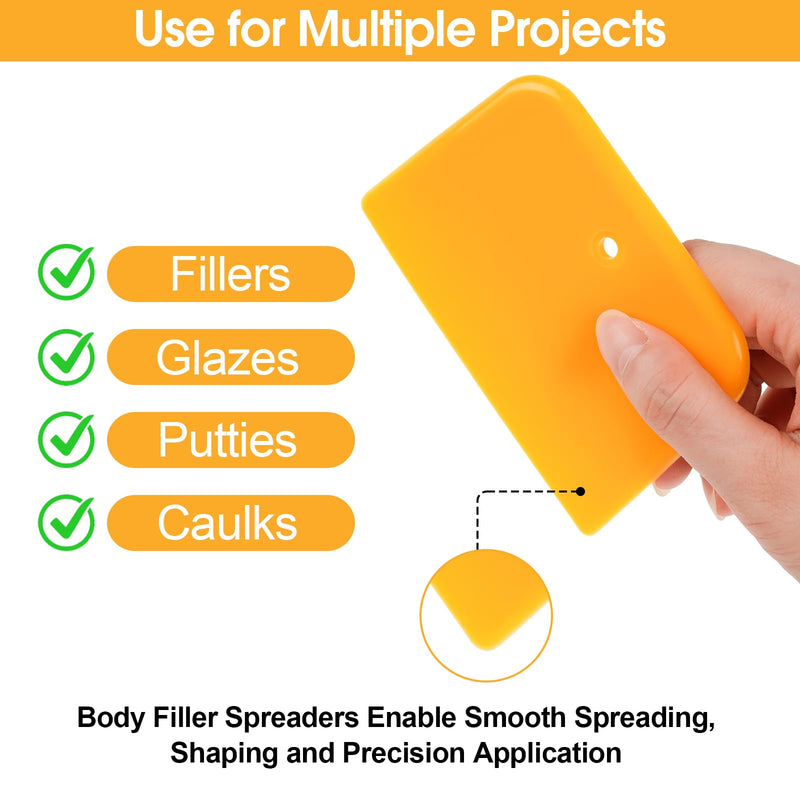 PEASUG Body Filler Spreader, 9 Pack Reusable Plastic Spreader Tool for Automotive Body Applying Fillers, Putties, Glazes, Caulks - Autobody Paint Repairs, 3 Each 4", 5" and 6" 1