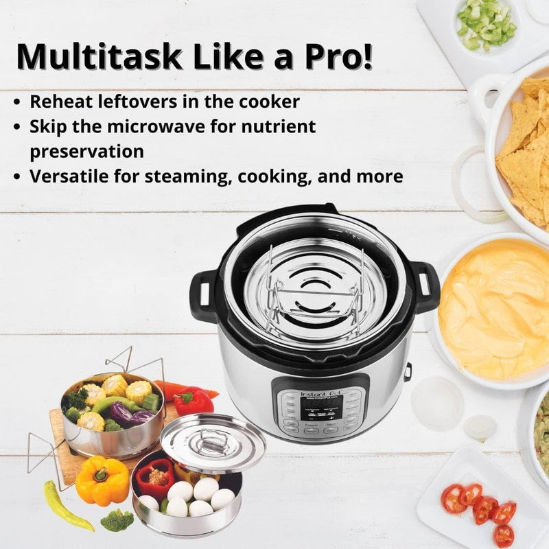 Stackable Stainless Steel Insert Pans - 3QT- Inserts for Instant Pot - Pan for Instapot - Accessories for Instant Pot 3QT and above - Pressure Cooker Steamer Accessories - 6.5" L × 6.5" W × 4.0" H