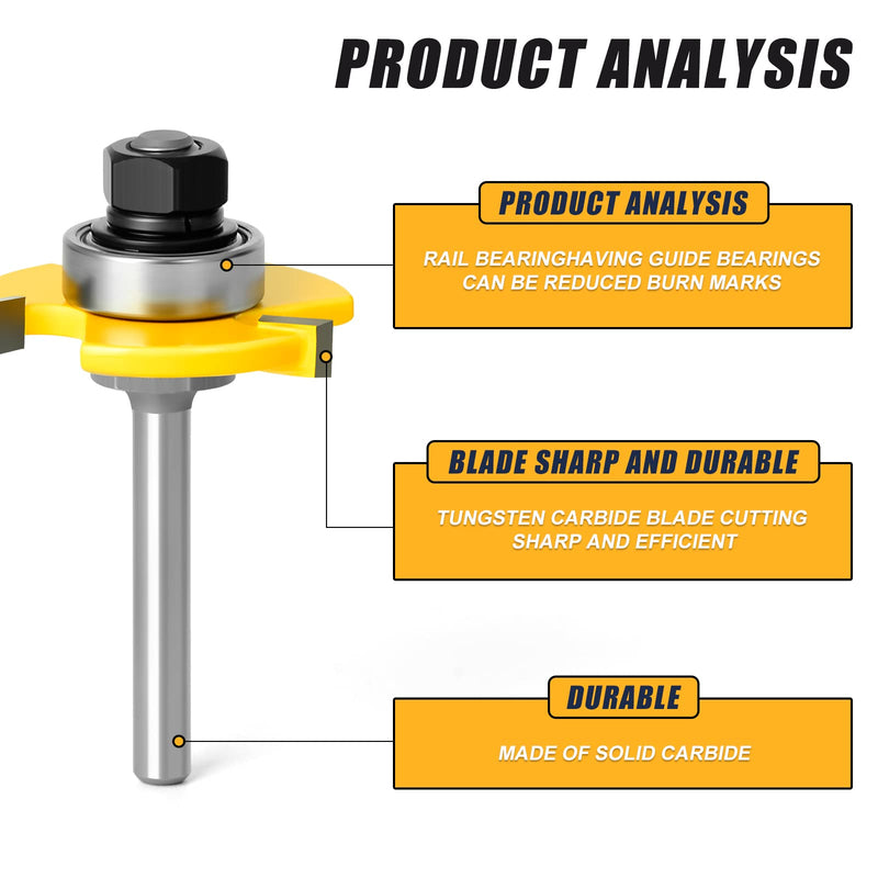 1/4 Inch Shank Slot Cutter Router Bit Set - 6 Size 1/4" Shank