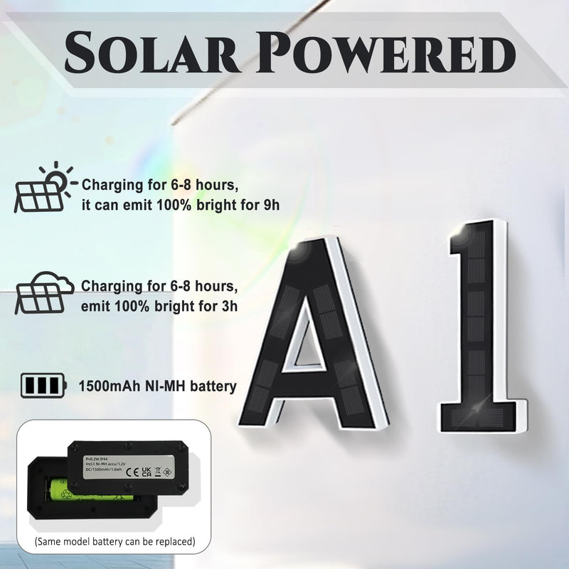 ISUNMEA 9 Inch Solar Lighted House Numbers for Outside, Light Up Waterproof LED Address Numbers Signs for Houses, Large Personalized Illuminated Exterior Modern House Numbers Light (2-Black, 9IN) 2-Black