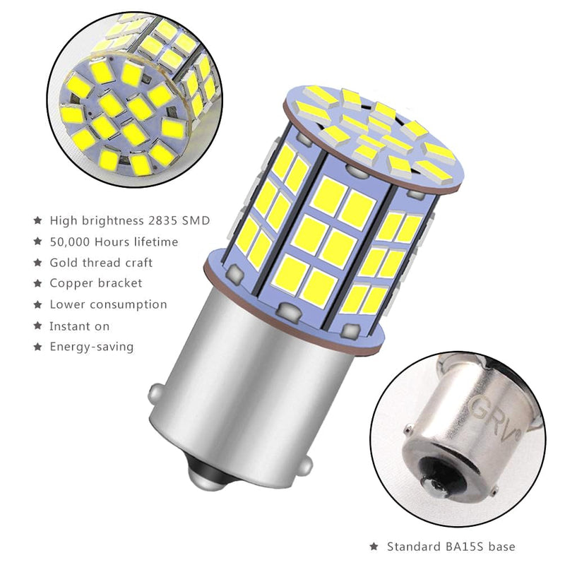 GRV Ba15s 1156 1141 LED Bulb 4W 56-2835SMD Super Bright AC/DC12V-24V 40W Halogen Replacement for RV Trailer Camper Motorhome Interior Lights Cool White Pack of 6 Pack of 6 (4Watt)