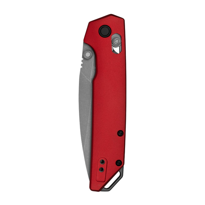 Kershaw Iridium Pocket Knife, Red Design, 3.4 Inch Steel Spear Point Blade, EDC with Thumb Stud Opening, Reversible Deep Carry, DuraLock, Everyday Carry Pocket Knife for Men and Women