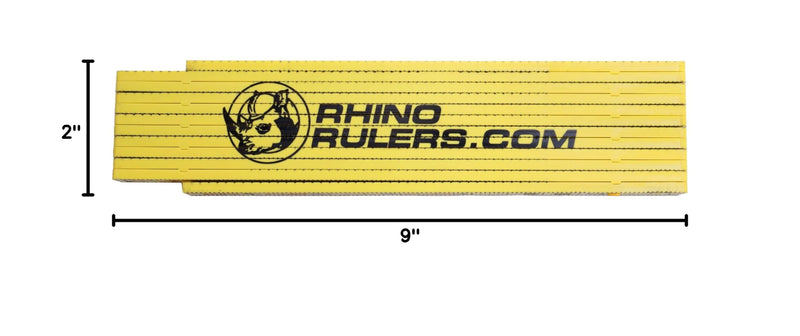 MARSHALLTOWN Rhino Rulers, Oversized Brick Spacing, Accurate Measurements, Easy-to-Close Folding Joint Design, Masonry Ruler, Weather Resistant, 6647 Oversized Brick Yellow