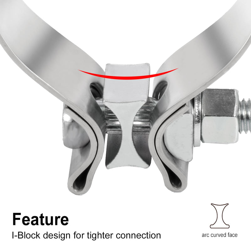 TIROL 3 Exhaust Clamp 3 inch Exhaust Clamp Stainless Steel Narrow Band Muffler Clamp for 3" OD Exhaust Pipe, Muffler Pipe 2Pcs 3 Inch Exhaust Clamp 2pcs