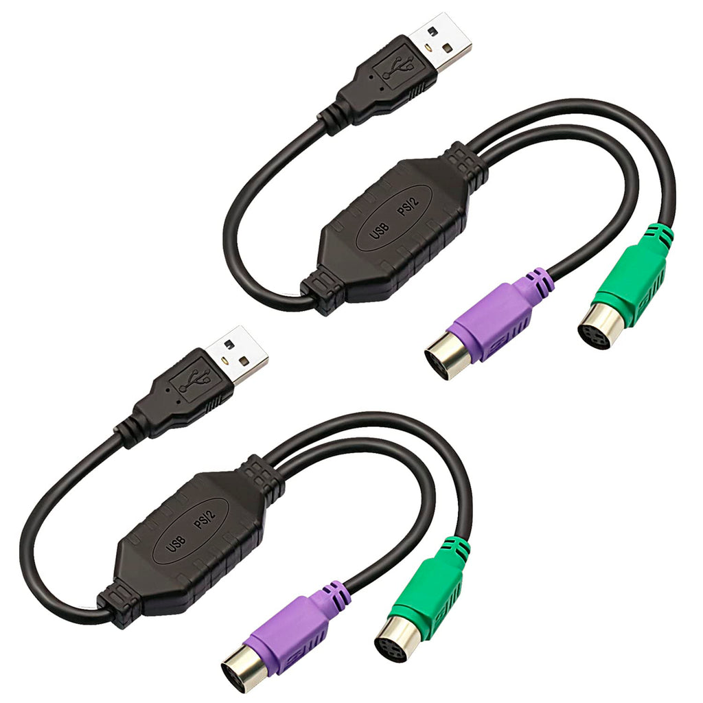 2Pack PS2 to USB Adapter Cable PS/2 Female to USB Male Converter Connector Adapter for PC Keyboard