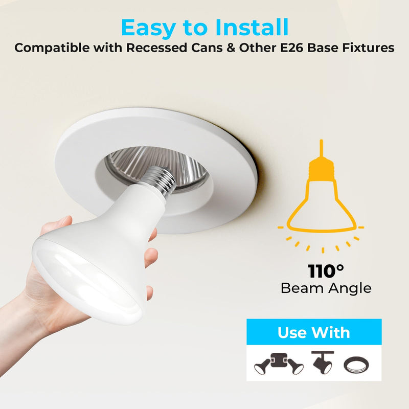 GvvooHome 12 Pack BR30 LED Flood Light Bulbs, 7W (65W Equivalent), 2700K Soft White, 650 Lumens, E26 Base, Dimmable, Indoor Recessed Can Lighting for Living Room, Bedroom, Kitchen