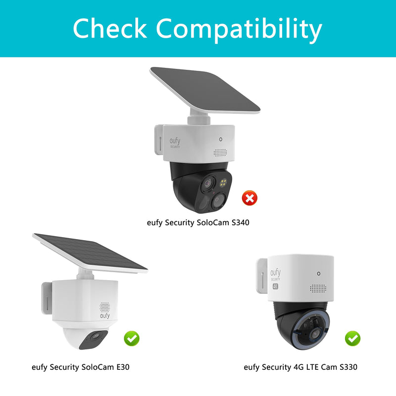 HOLACA Rain Shade Cover & Gutter Mount Compatible with Eufy Security SoloCam E30/E42 Eufy Security 4G LTE Cam S330 Solar Security Camera（1 Pcak）