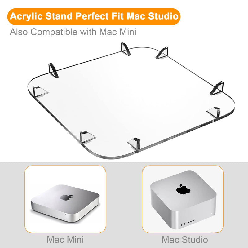 Acrylic Desktop Stand for Mac Studio M4/M2/M1 Max, M3/M2/M1 Ultra - Mac Studio Stand Holder Compatible with Mac Studio and for Mac mini M1/M2/M2 Pro, Clear