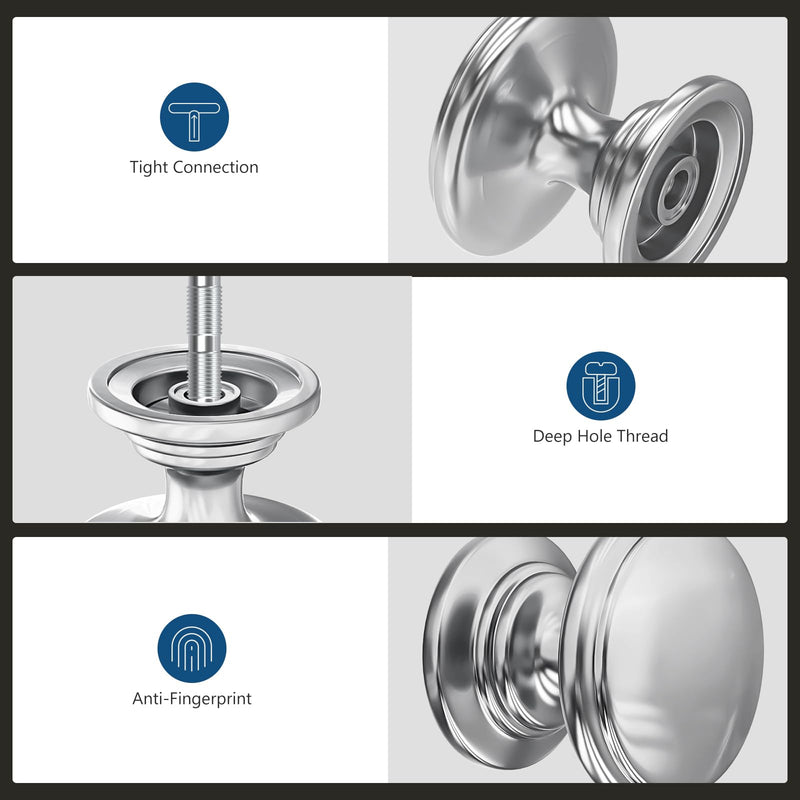 10 Pack Cabinet Knobs 1-3/16 Inch Round Polished Chrome Dresser Drawer Knobs Zinc Alloy Hardware with Wide Base for Kitchen Bedroom Bathroom 10 Pack