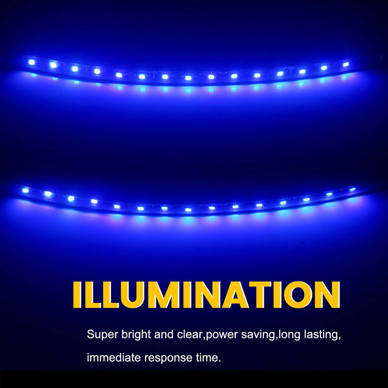YM E-Bright Upgrade Blue Golf Cart Lights Car Underglow Led Strip Lights for Marine Boat Deck Motorcycles Kayak Interior Exterior 5050 Chipset 15SMD Waterproof IP67 DC 12V(Pack of 4)